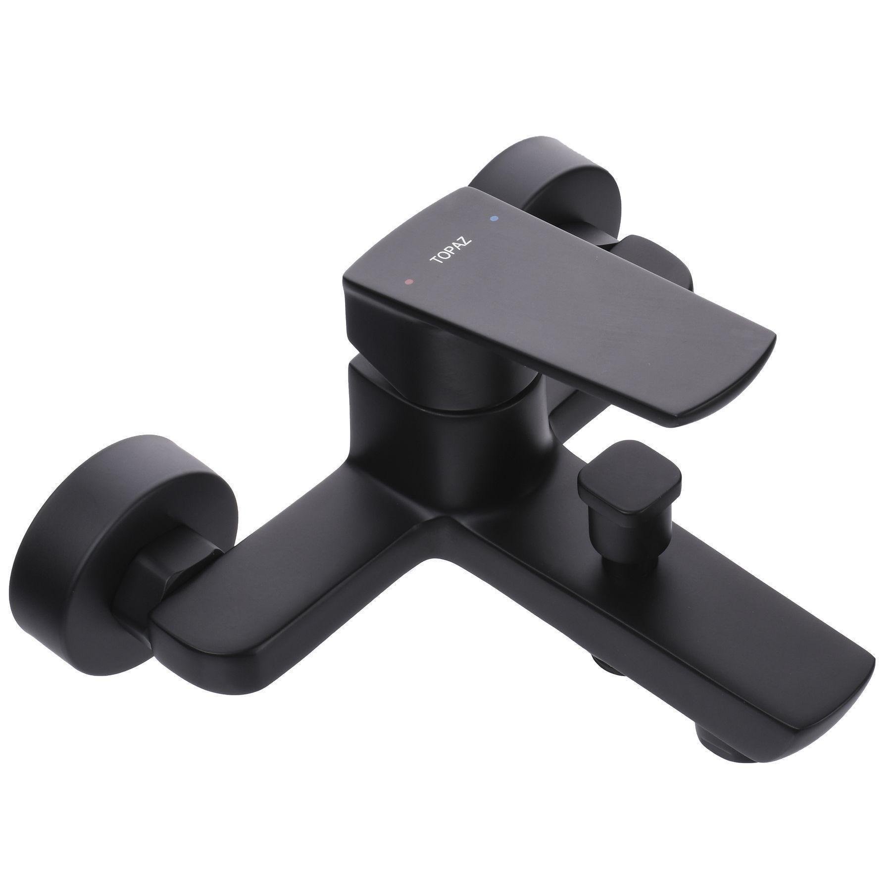 Смеситель для ванны TPZ DEXI TL с лейкой и кронштейном Черный матовый (000019551)