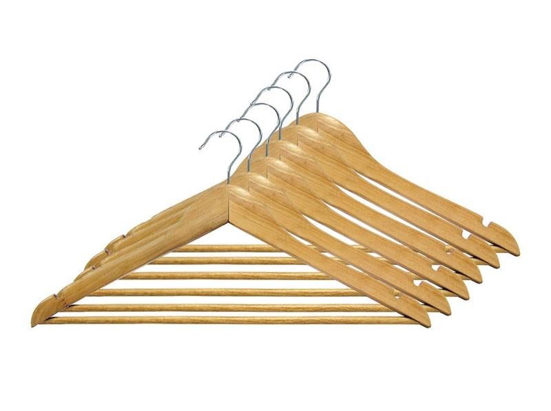 Набір вішалок для одягу Мой Дом 6 шт. з нарізами та перекладиною (RE05210/6)