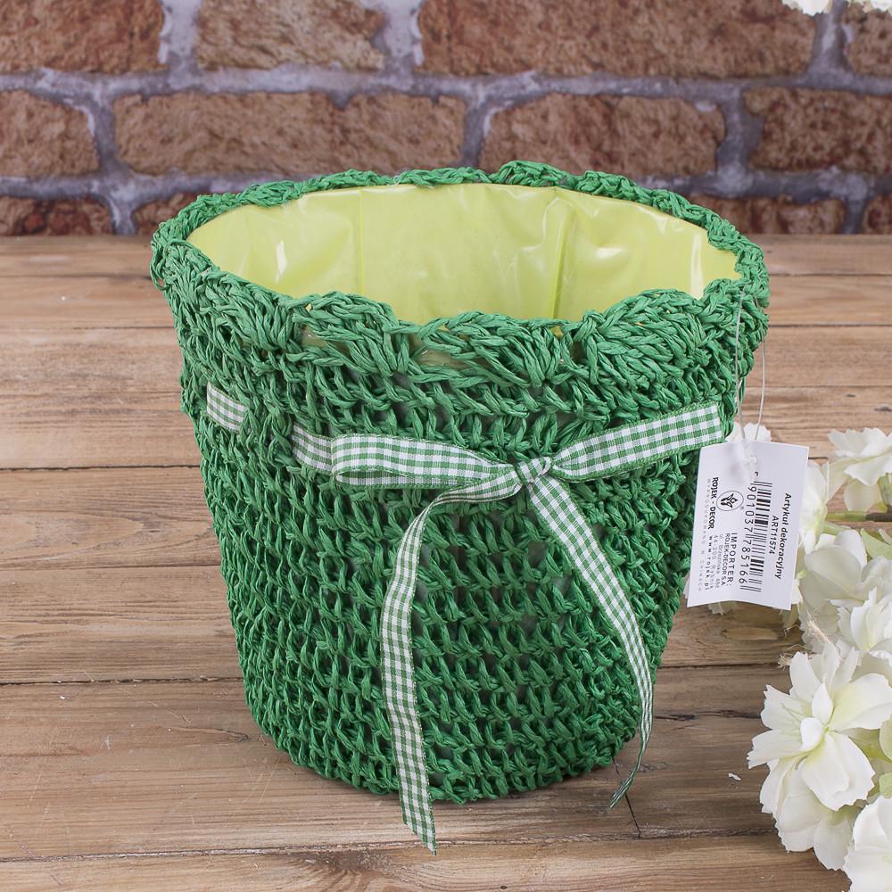 Кашпо вязаное большое для цветов Зеленый (3933-2)