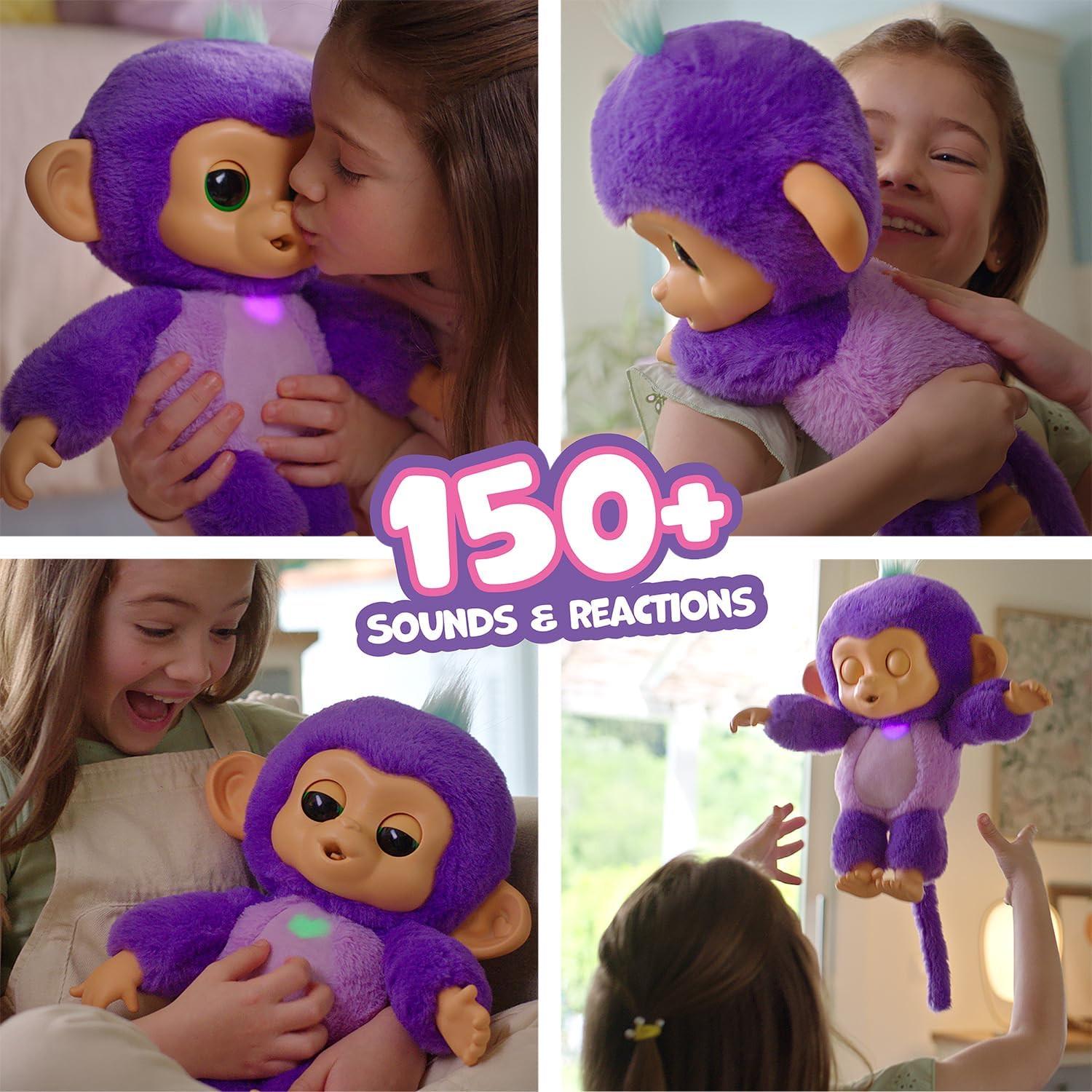 Мягкая игрушка WowWee Fingerlings Интерактивная обезьянка Санни Care 'n' Cuddles Interactive Baby Monkey Sunny (WWF18) - фото 3 Мягкая игрушка WowWee Fingerlings Интерактивная обезьянка Санни Care 'n' Cuddles Interactive Baby Monkey Sunny (WWF18) - фото 3