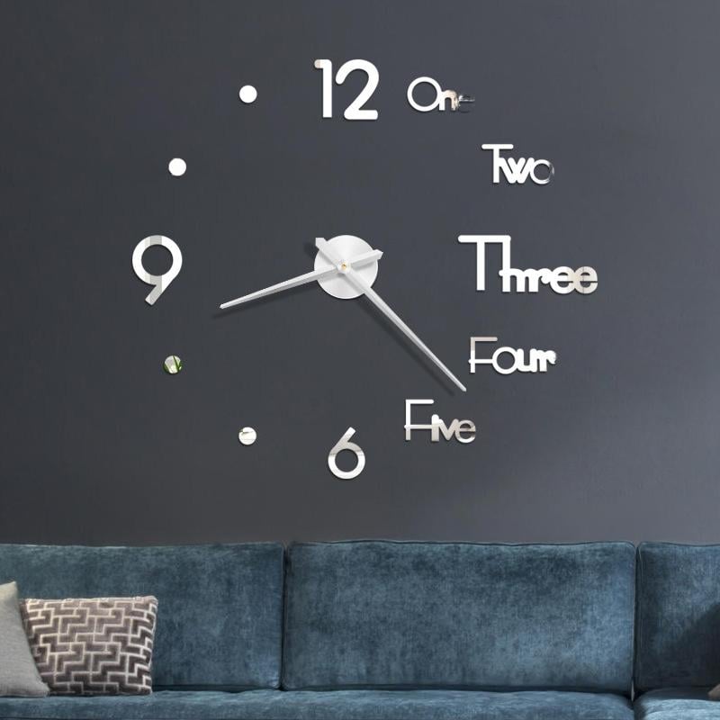 Часы на стену Time 3D зеркальные 50-70 см Хром (8905)