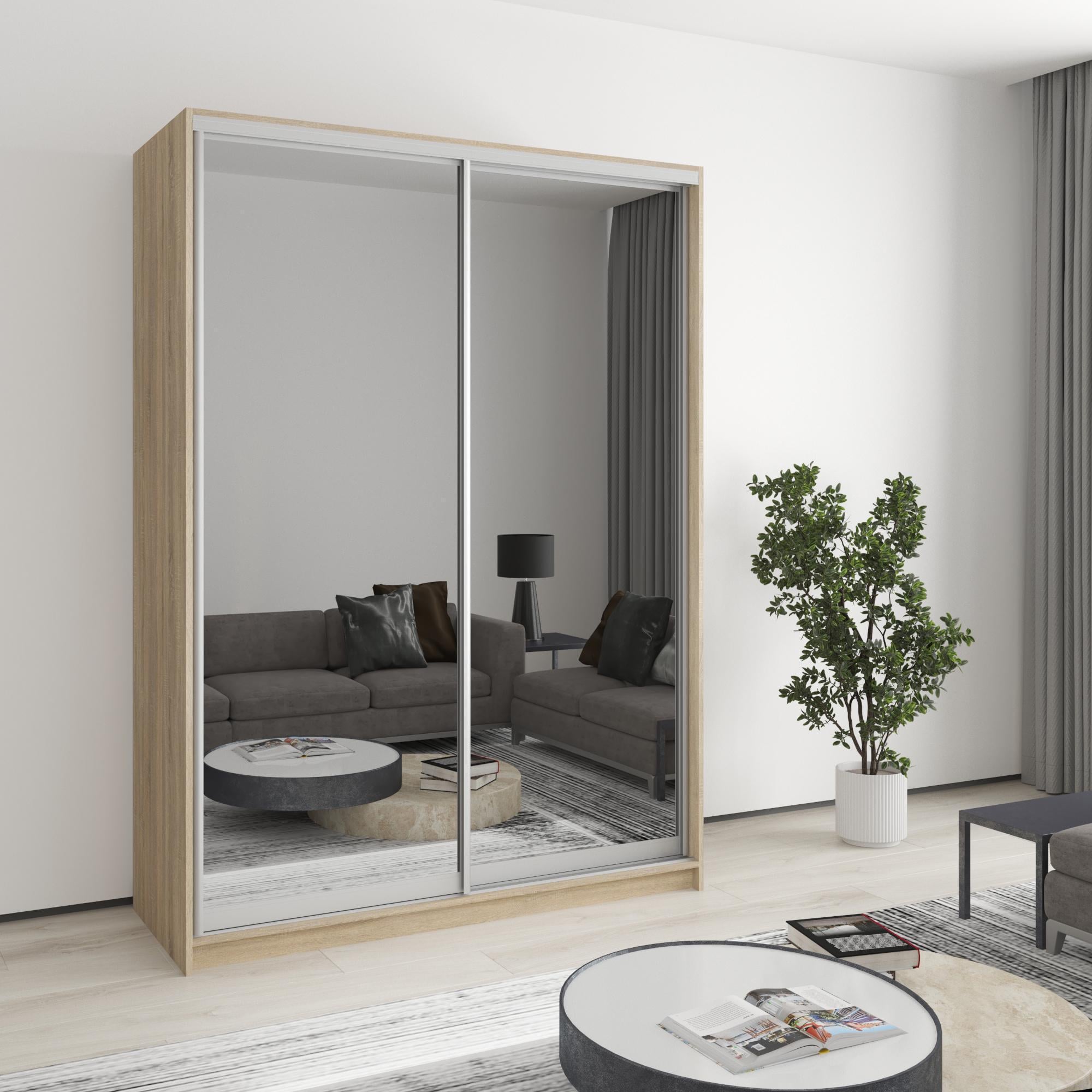 Шкаф-купе двухдверный MebelStar Стандарт AL 2 зеркала 150x60x210 см Дуб сонома (MBS-2536)