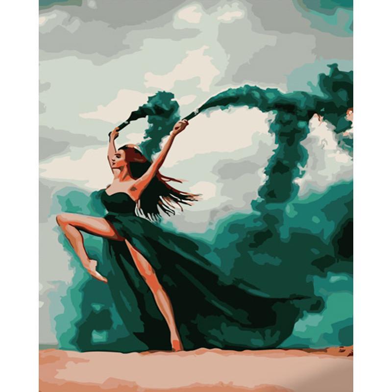 Картина по номерам Strateg Премиум В зеленом дыме 40х50 см (GS745)