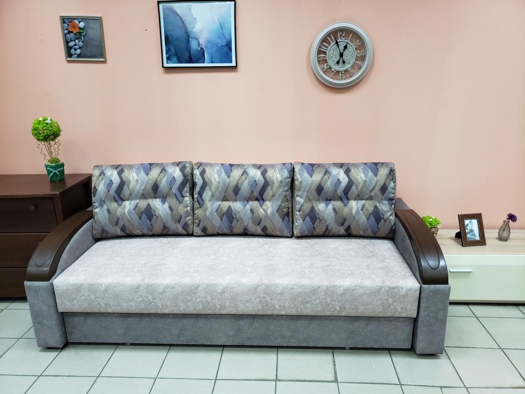 Диван розкладний Lectus Боннель Модерн ортопедичний із пружинним блоком метал/дерево/ДСП/текстиль Сірий