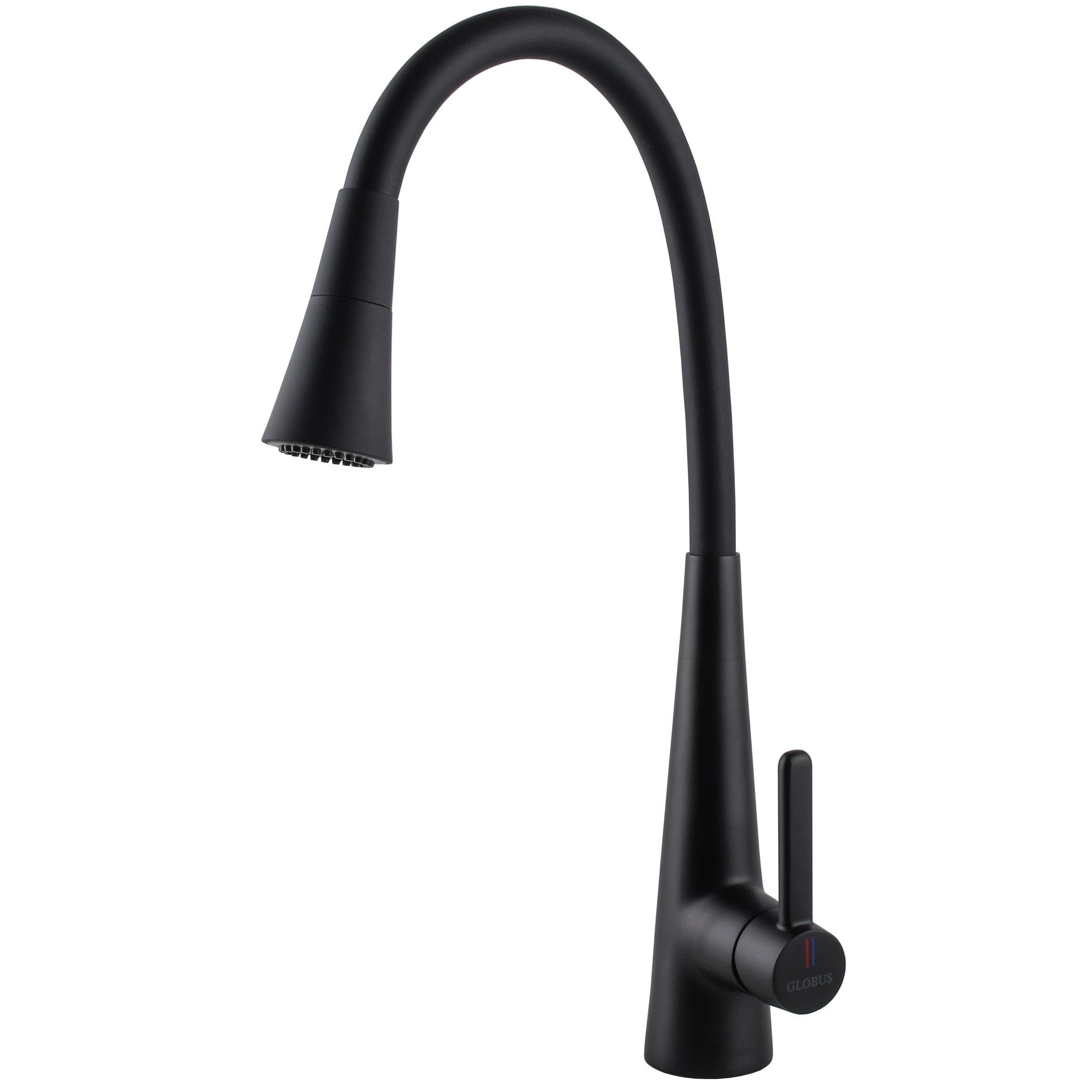 Смеситель для кухни GLux LAZER Pro латунный с гибким гусаком и аэратором на 2 режима Черный матовый (GLPR-203SM-BB)