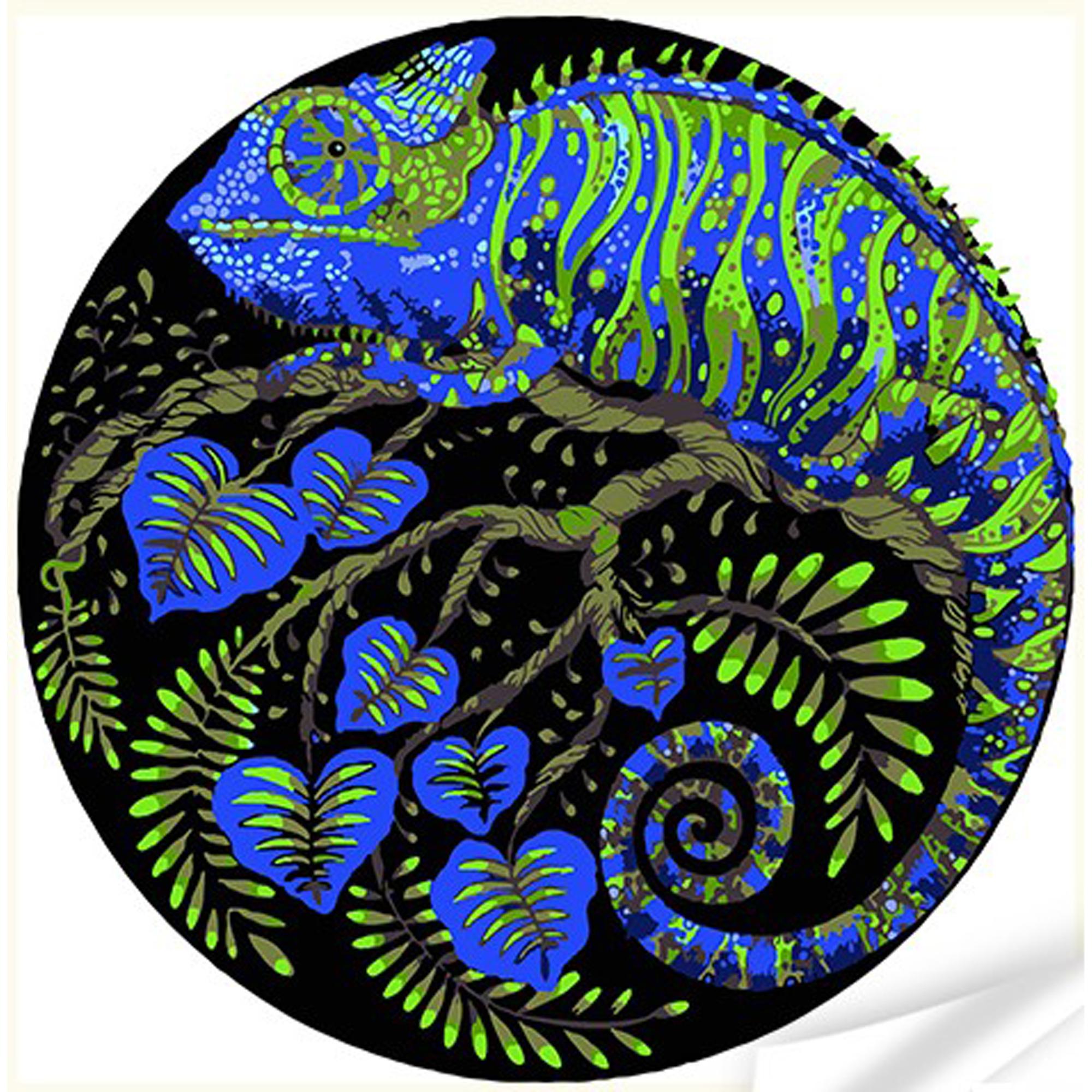 Картина по номерам Strateg Премиум из винила Хамелеон и палитра природы 30x30 см (GP-6)