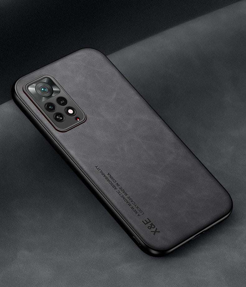 Кожаный чехол XnE Xiaomi Redmi Note 11S с металлической вставкой Black (34276-2B)