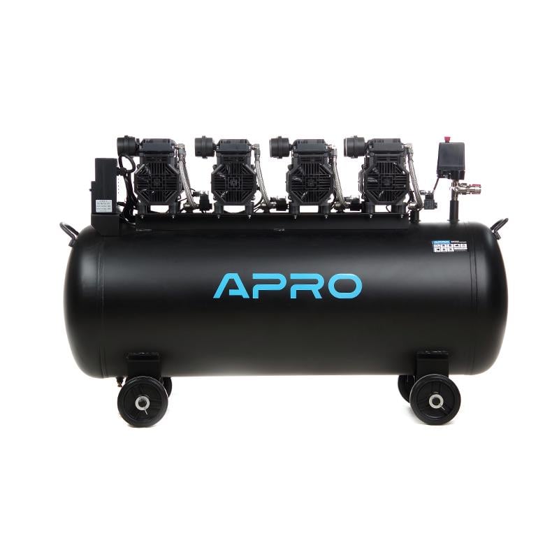 Компрессор Apro восьмицилиндровый безмасляный OFE-200 8 Бар 4х1,5 кВт 950 л/мин 200 л 2 крана (850172)