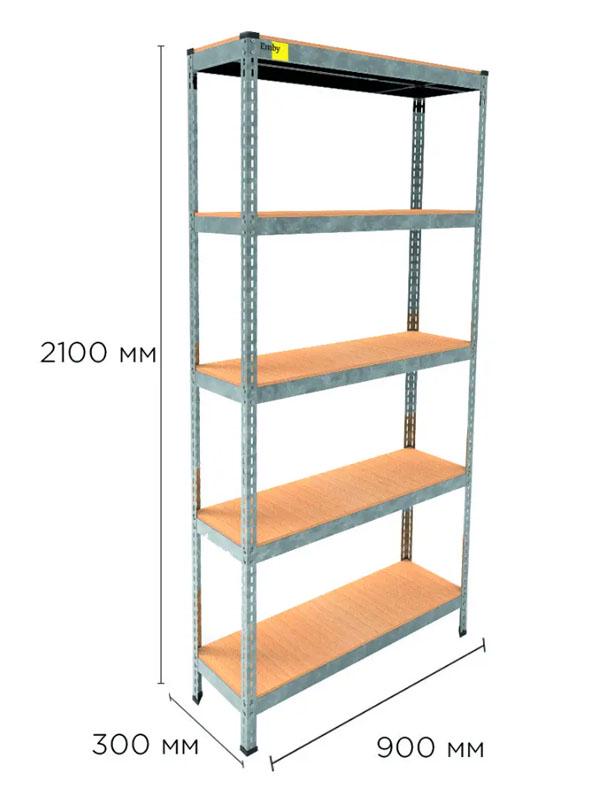 Стеллаж металлический полочный MRL-2100 900x300 мм с 5 полками с нагрузкой 500 кг Оцинкованный - фото 2
