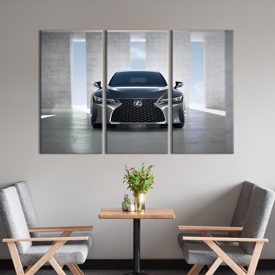 Картина на холсте триптих Серый Lexus IS250 78x48 см (1270-31)