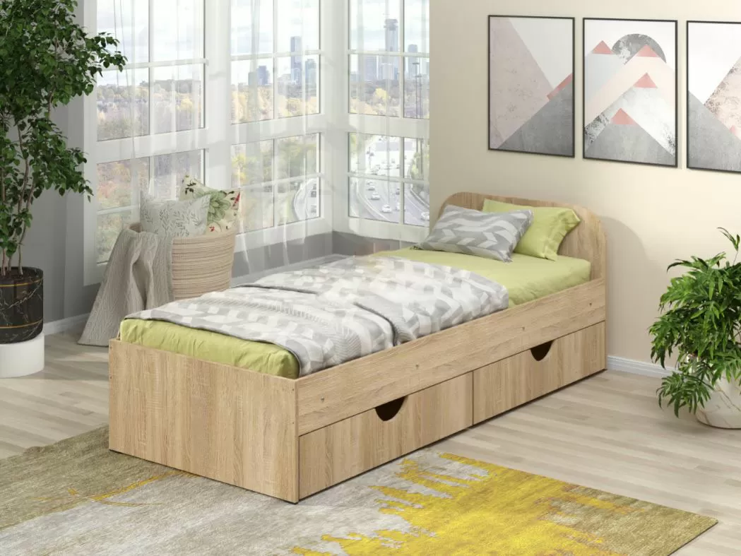 Кровать Соня 1 с ящиками Дуб сонома (00053pehot) - фото 2 Кровать Соня 1 с ящиками Дуб сонома (00053pehot) - фото 2