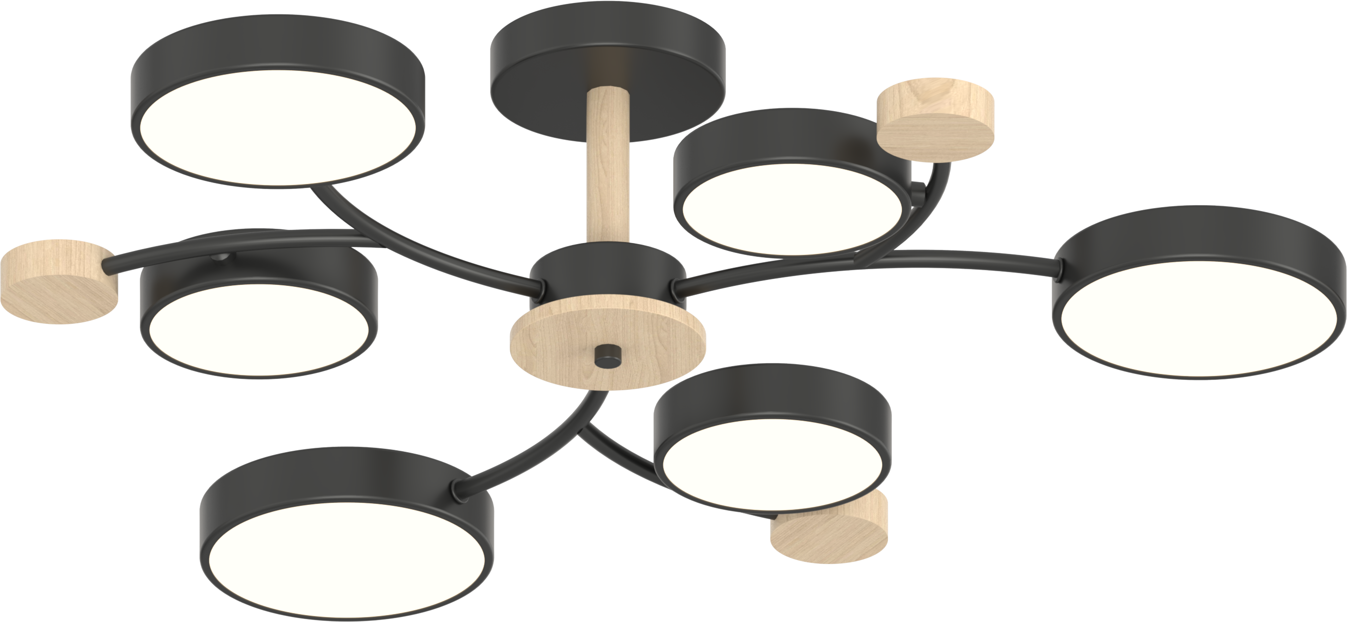 Потолочный светильник Valeso XI3336-6 Черный/Дерево (26945947)