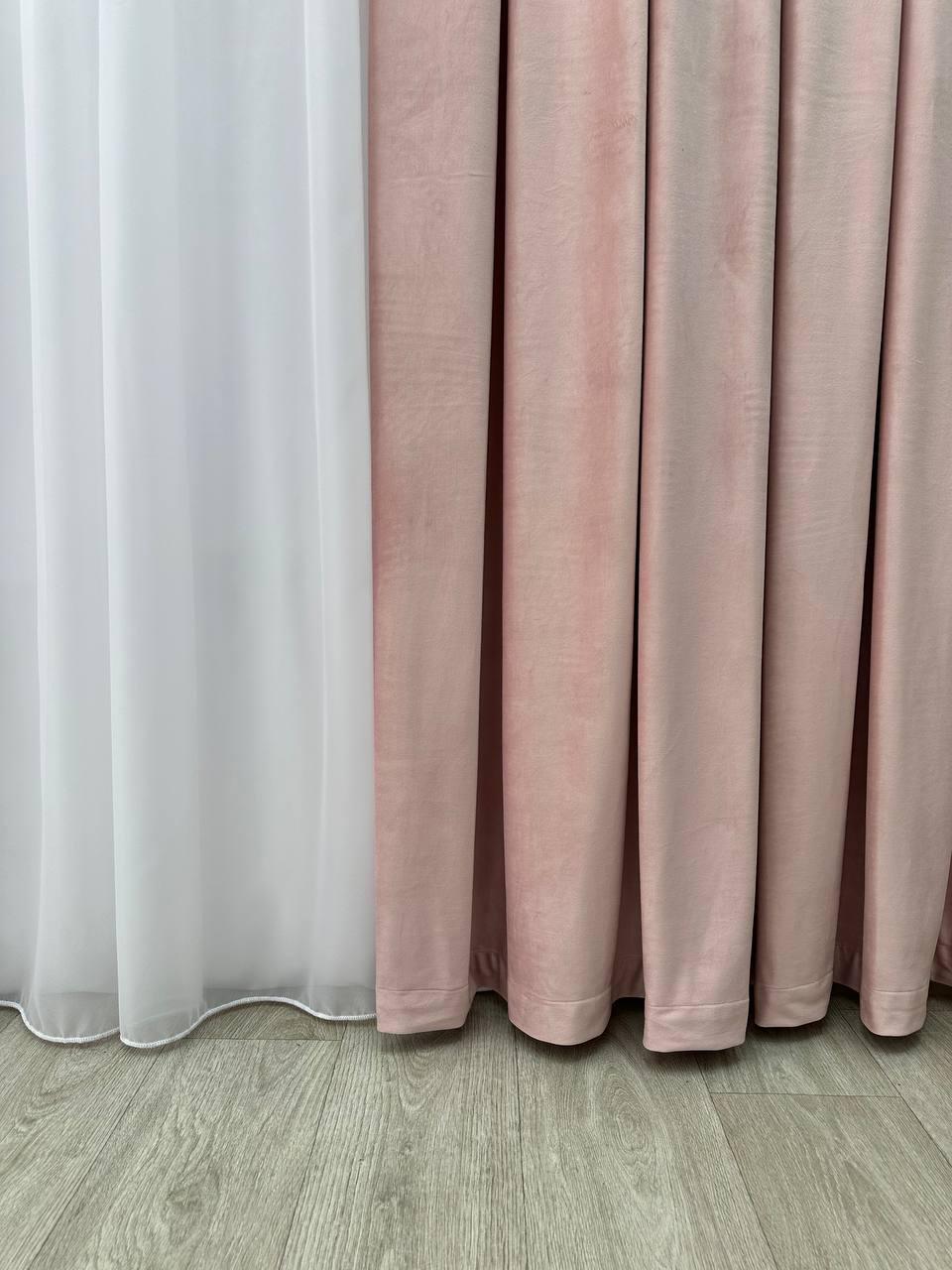 Штора велюрова на тасьмі 6 см 300x250 см Ніжно-рожевий (6319-N71-Т43) - фото 10