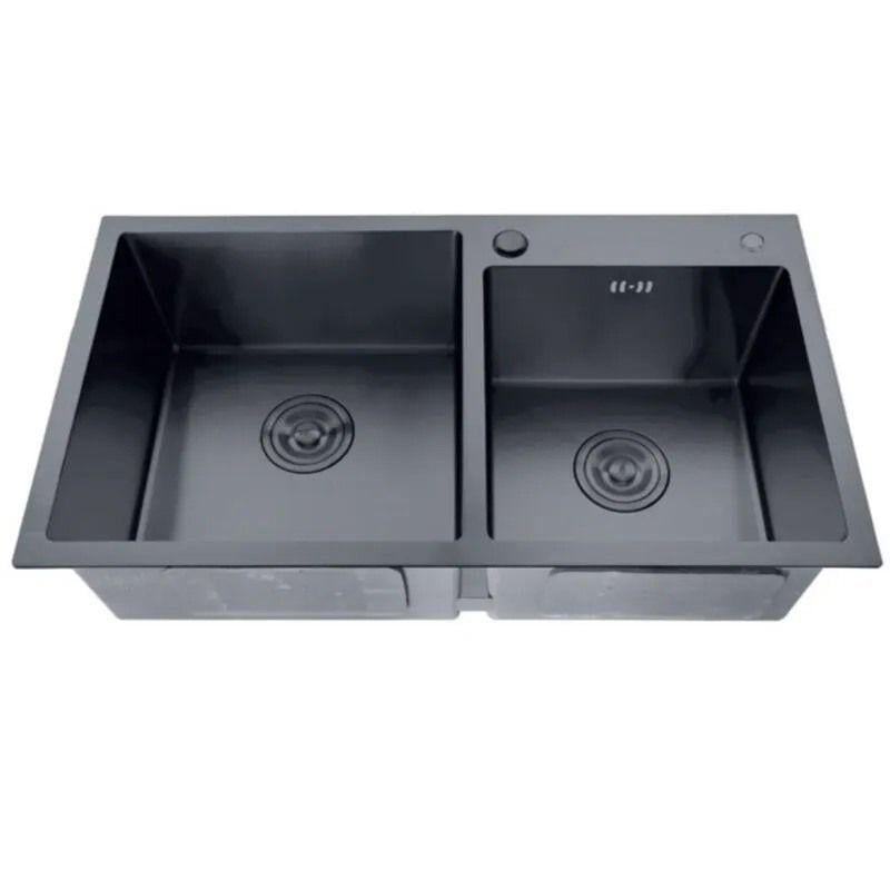 Мойка для кухни Zerix ZH7843D-215 Nano-Black врезная нержавеющая сталь 3,0/0,8 мм 780x430 мм Черный (MX1594)