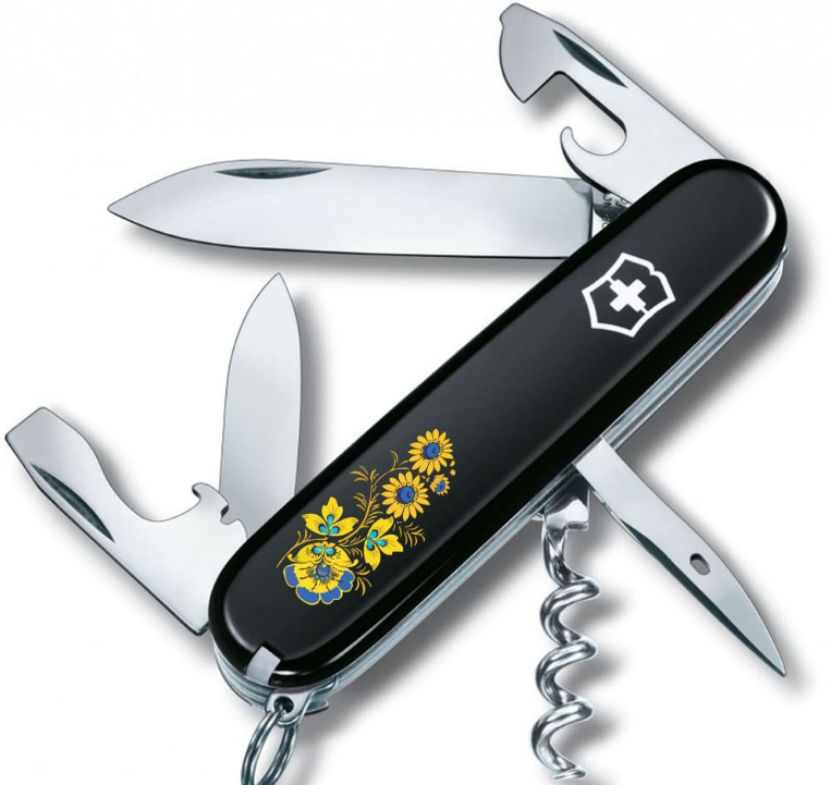 Ніж складаний швейцарський Victorinox Spartan ARMY емблема Квіти 12 функцій Чорний (560881)