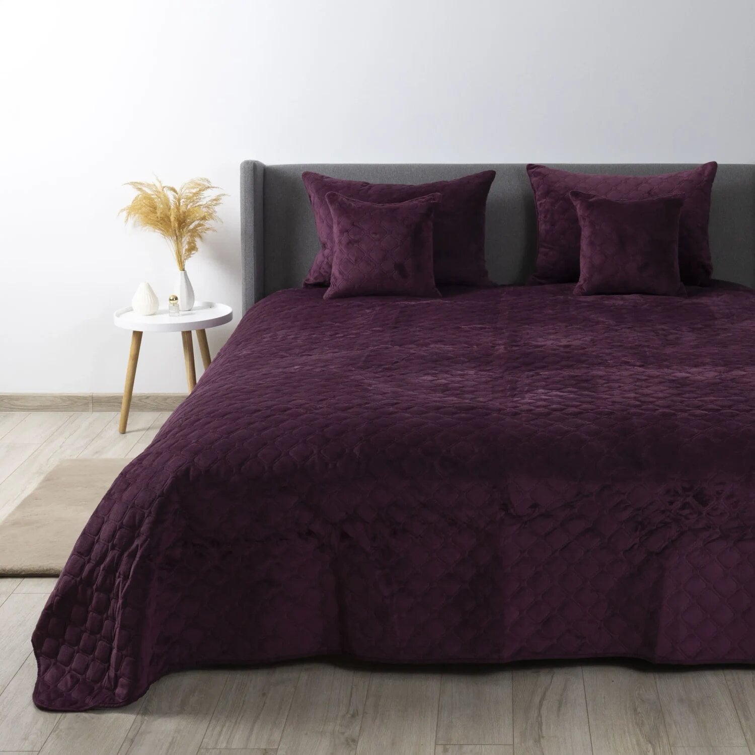 Покрывало ТЕП VELOUR Ромб круглый велюр 240x260 см Бордовый (8412)