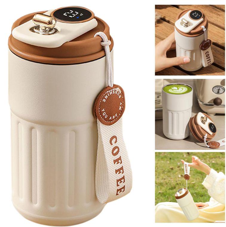 Термокухоль з інтелектуальним дисплеєм температури нержавіюча сталь з коричневою кришкою 420 мл Білий (2466192152) - фото 22