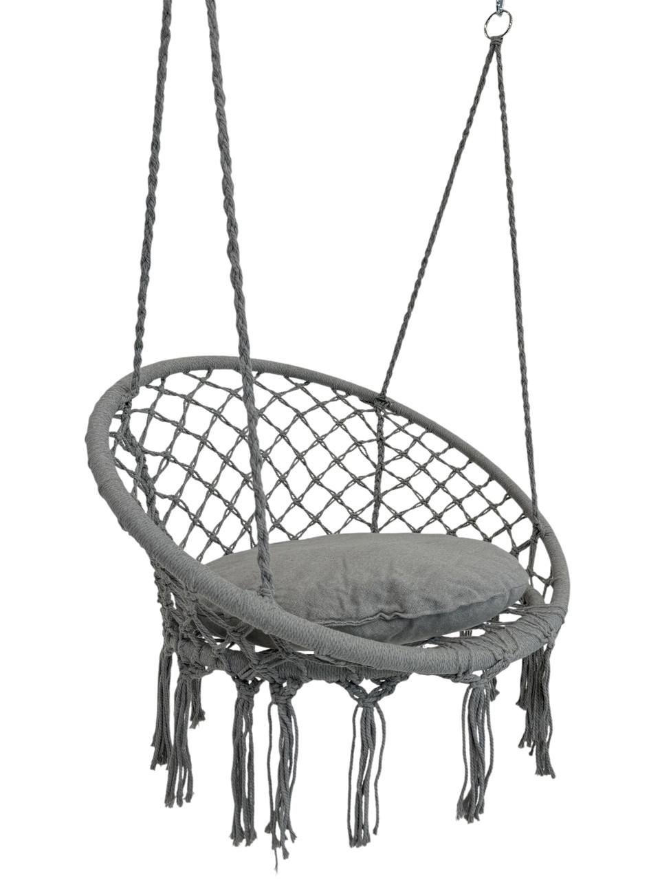 Кресло-качели подвесные WCG плетеная круглая с мягкой подушкой 80 см Графитовый (2687338505) Кресло-качели подвесные WCG плетеная круглая с мягкой подушкой 80 см Графитовый (2687338505)