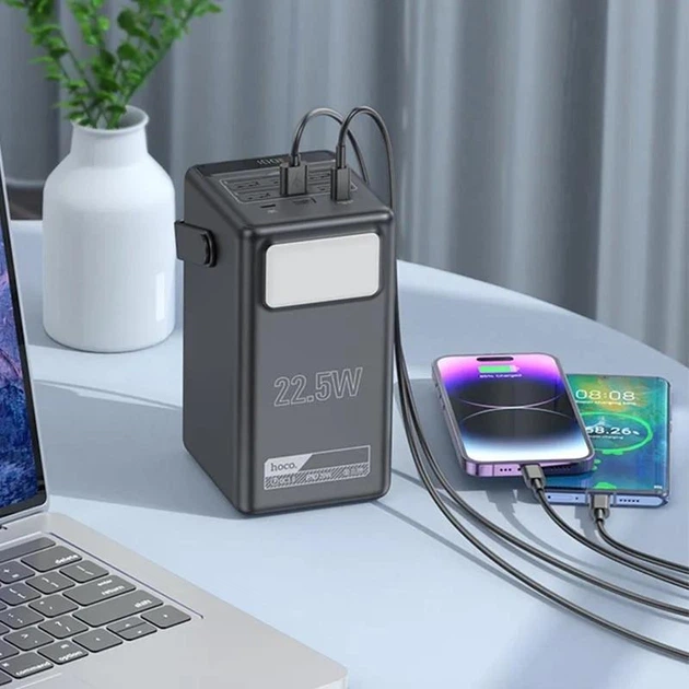 Повербанк Hoco DB03 100000 mAh 22,5W зі швидкою зарядкою та ліхтариком Чорний (PB240126) - фото 4