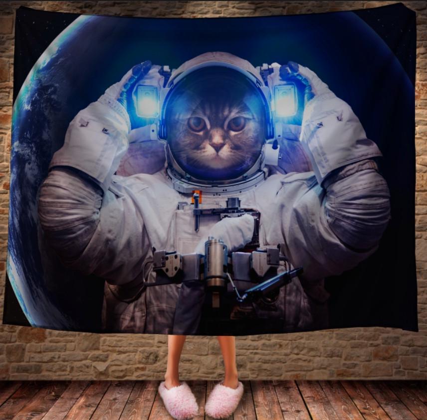 Плед с 3D принтом Кот в скафандре Кот Космонавт 150x200 см (epi_0422)