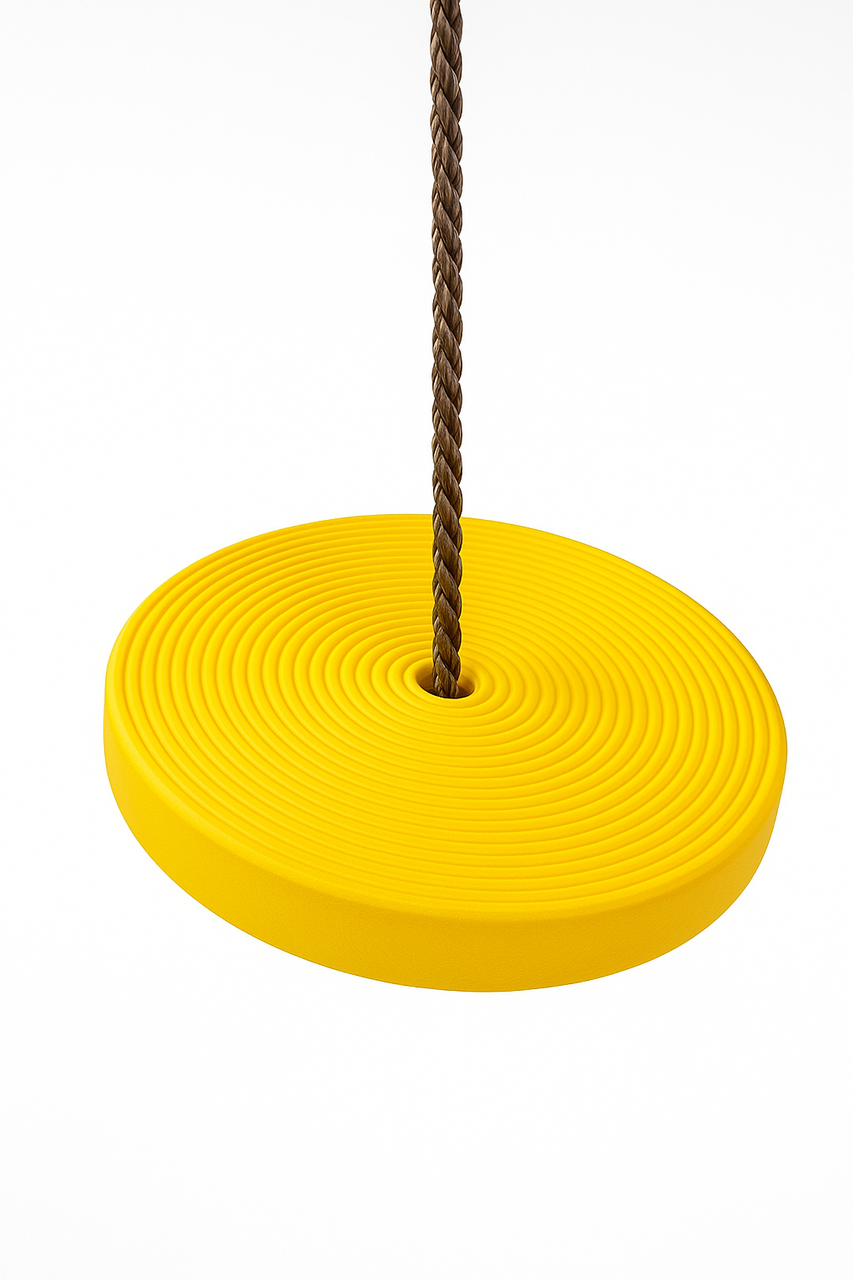 Качеля-тарзанка детские подвесная на канате DISK WCG круглая с регулируемой длиной веревки для дома Желтый (W-115Y1)