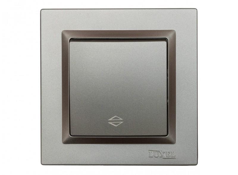 Выключатель одноклавишный проходной Luxel JAZZ 9715+9315 с кремовым механизмом Графитовый (27551004)