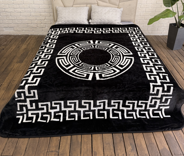 Плед-покрывало евро флис Узор 240х220 см Черный (K-BlackPattern/E)