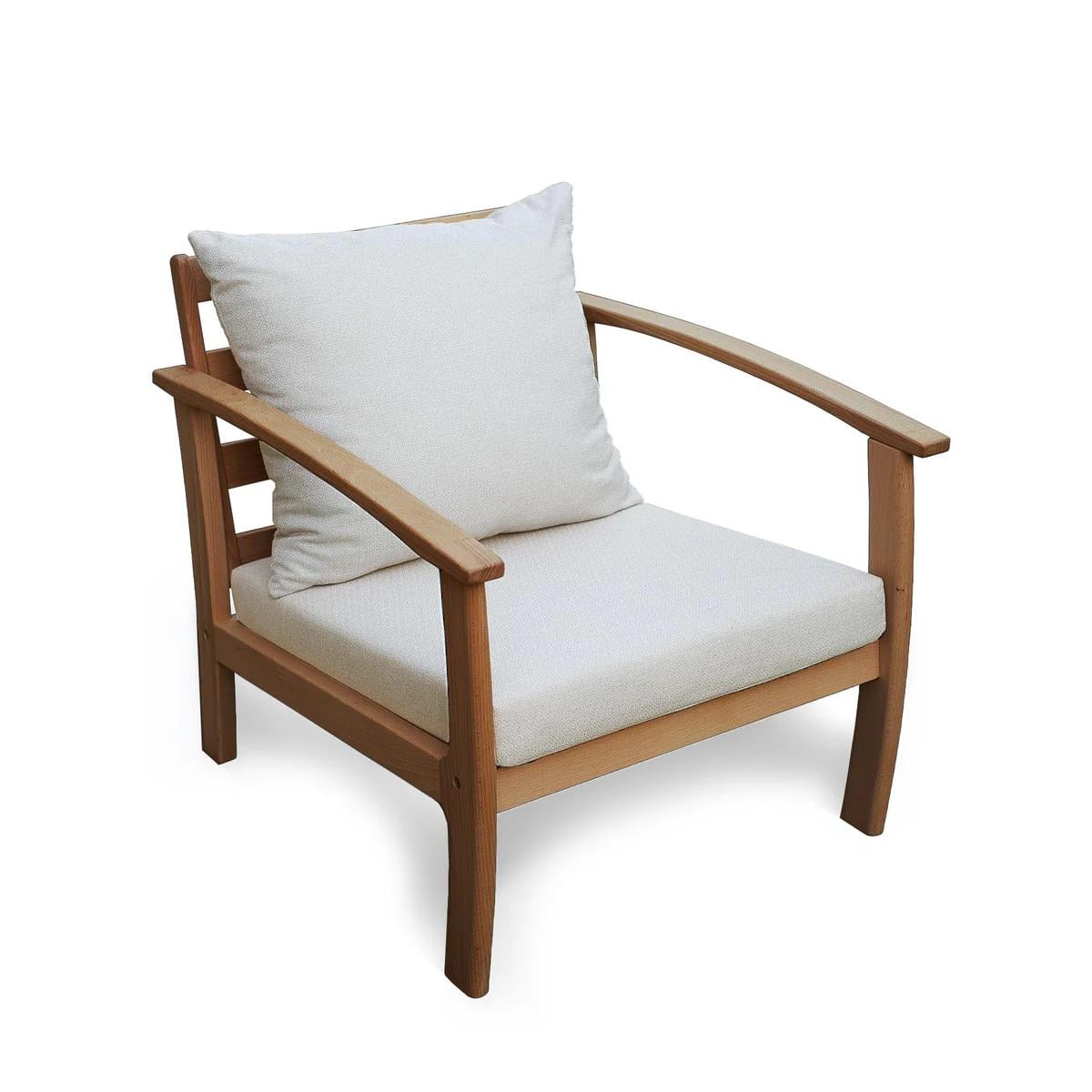 Кресло в гостиную Woodman Legato из массива дерева бук/ткань Ivory/Карамель (53210)