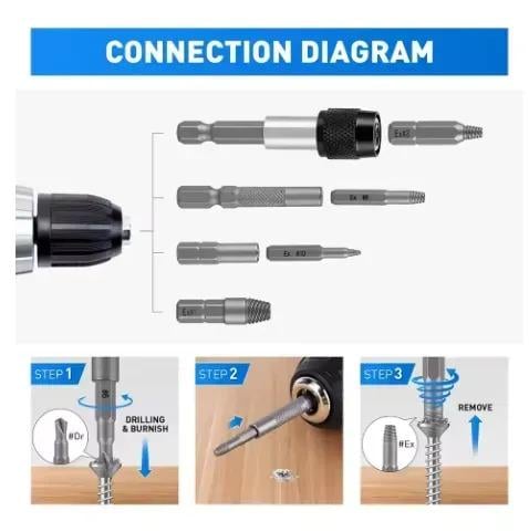 Набір біт екстракторів для вилучення пошкоджених болтів/шурупів 33 шт. (4000336607290) - фото 6 Набір біт екстракторів для вилучення пошкоджених болтів/шурупів 33 шт. (4000336607290) - фото 6