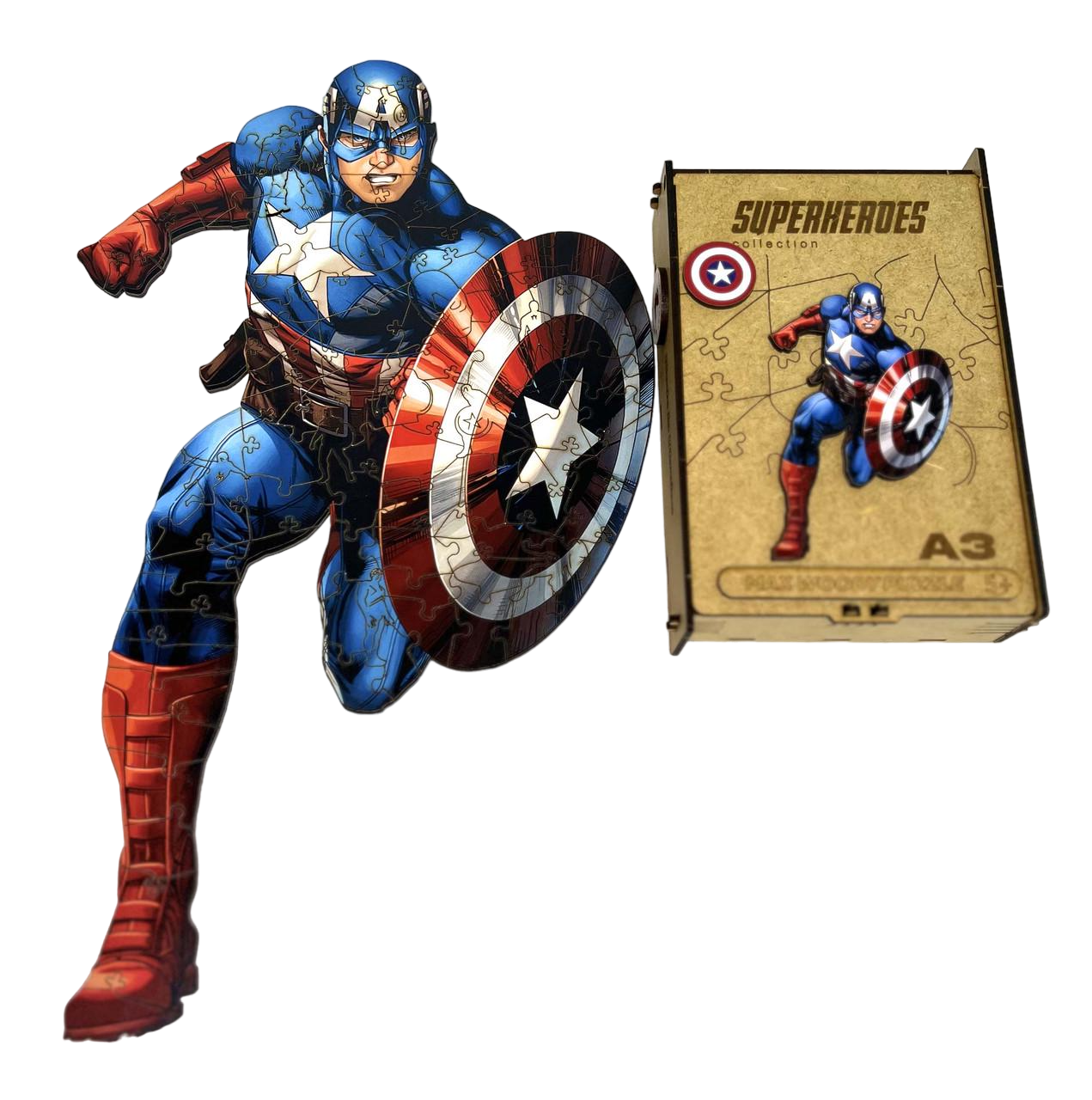 Пазл фигурный Max Woody Капитан Америка A3 97 деталей