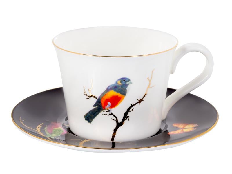 Чашка чайная фарфоровая с блюдцем Lefard Золотая птица 220 мл (264-727)