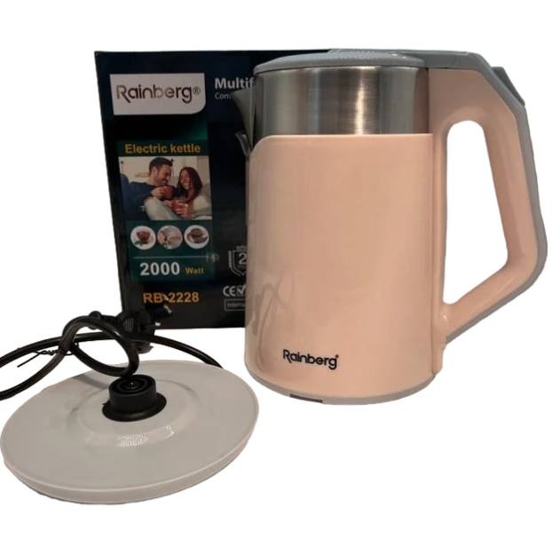 Електрочайник дисковий Rainberg RB-2228 2 л Рожевий (14247113)