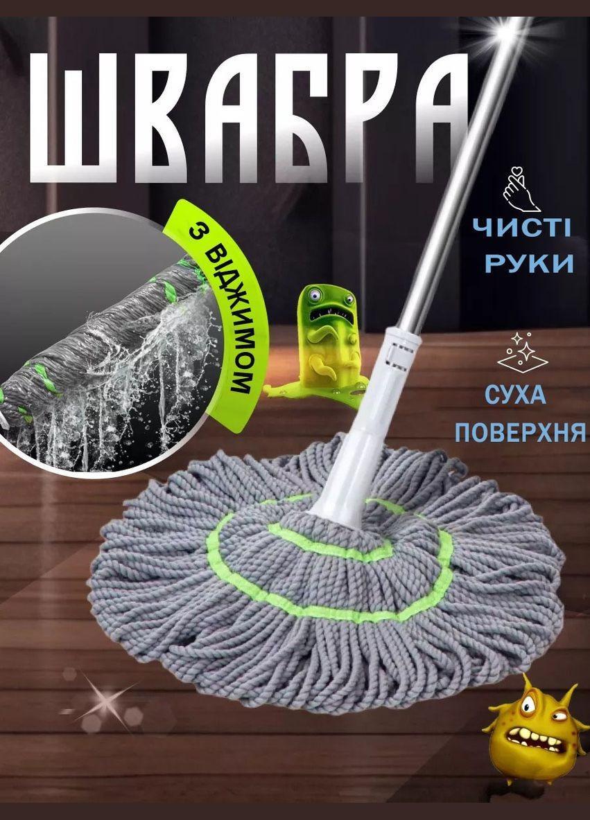 Швабра для пола с отжимом Good Idea SHV111 с отжимом и микрофибровой тряпкой ручка 120 см Серый (336367) - фото 2