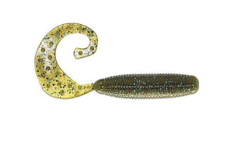 Силиконовый твистер Reins Fat G-tail Grub №005 съедобный 3" 12 шт. Green pumpkin/Blue (6308)
