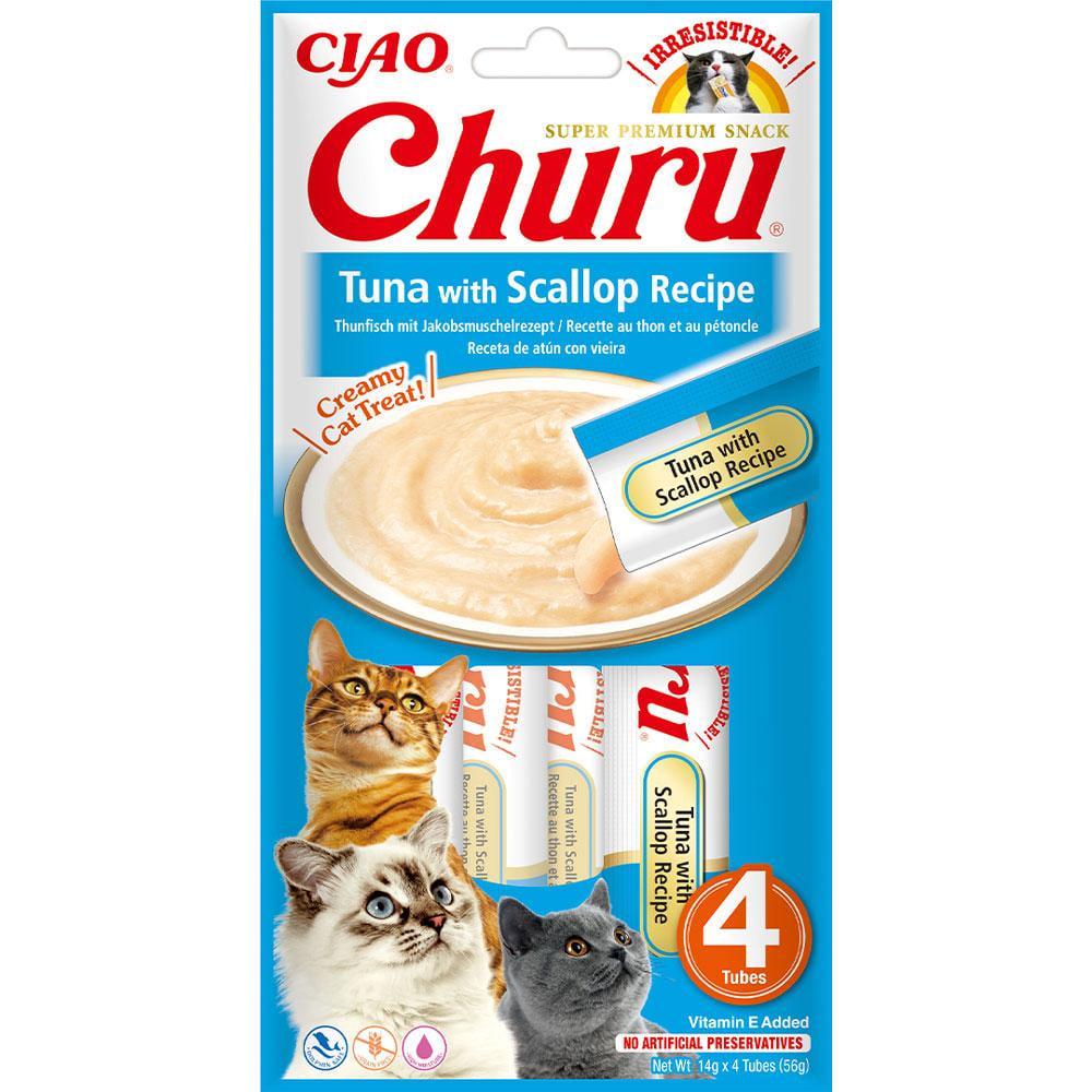 Лакомство для кошек Inaba Churu Сливочный мусс в стиках с тунцем и гребешком 4 шт./уп. (1927469425)