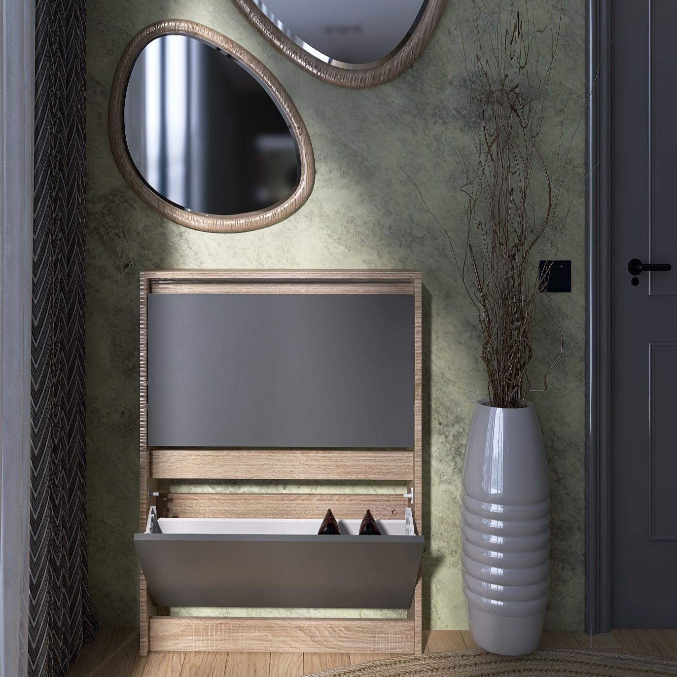 Тумба под обувь Everest Сити 160-2 702х160х958 мм Сонома/Графит (11436) - фото 5 Тумба под обувь Everest Сити 160-2 702х160х958 мм Сонома/Графит (11436) - фото 5