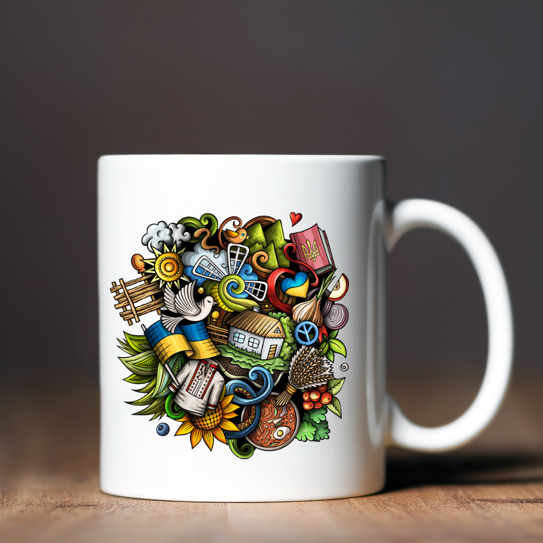 Чашка керамічна глянцева Україна в мені 330 мл Білий (001435)