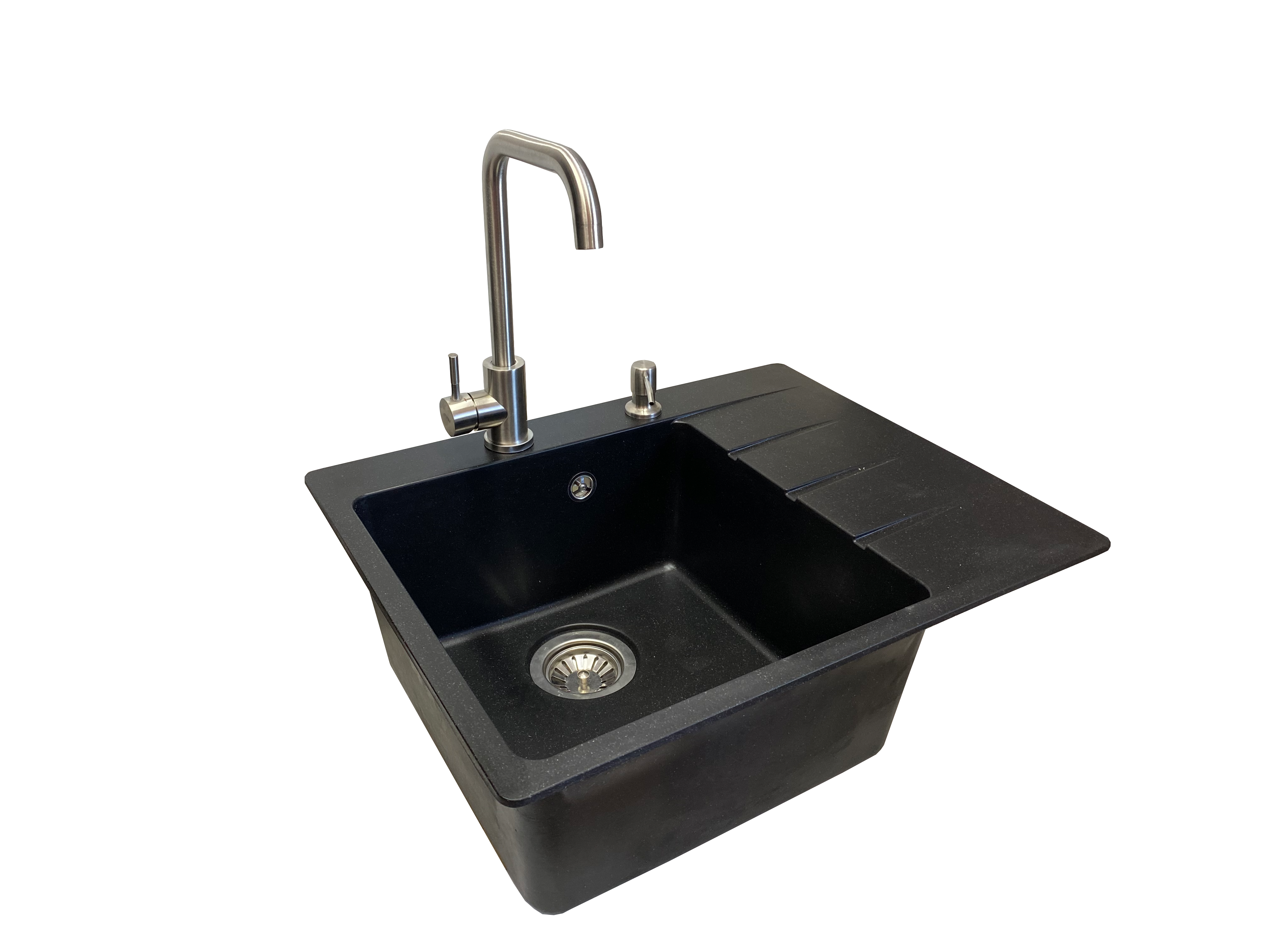Мойка кухонная VECTOR Forest 62x50 см чаша слева/смеситель/дозатор/сифон Черный (1f11af53)