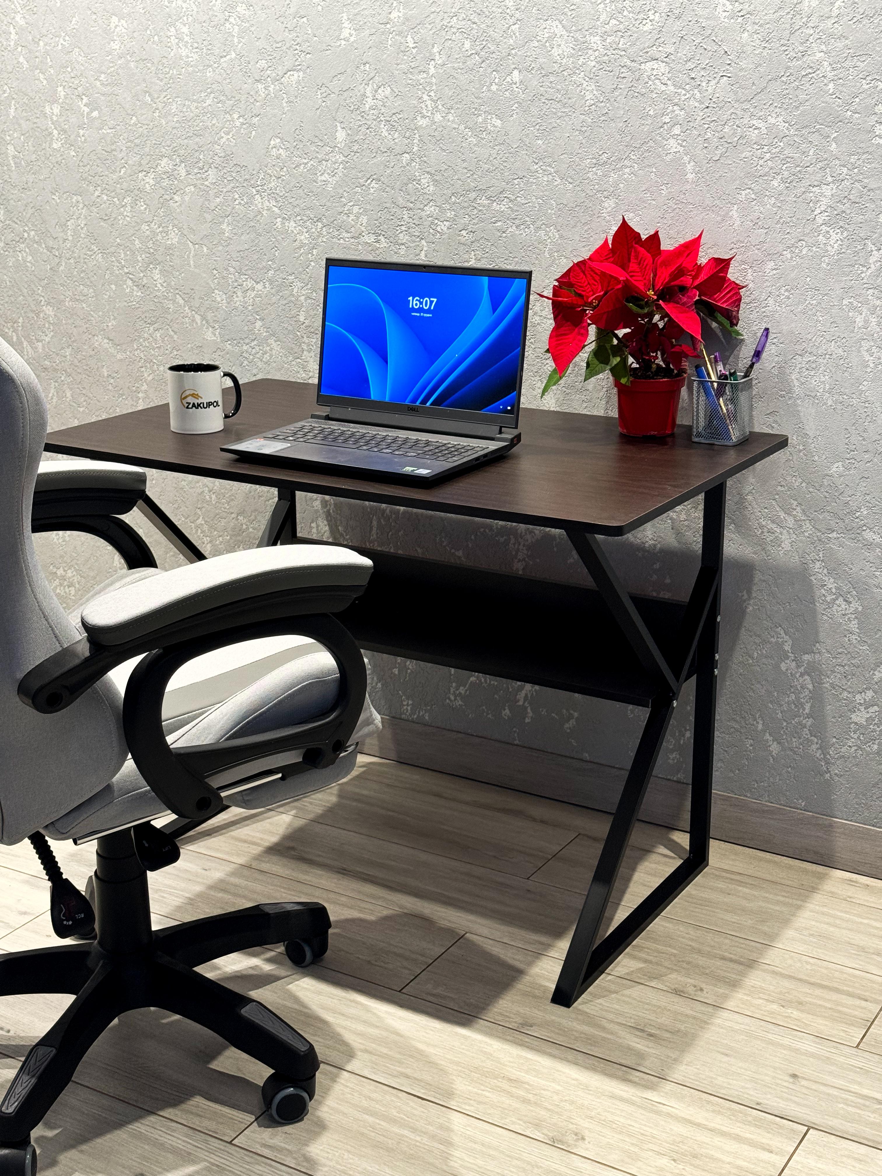 Комп'ютерний стіл з полицею Drom 100x60 см Чорний - фото 2 Комп'ютерний стіл з полицею Drom 100x60 см Чорний - фото 2