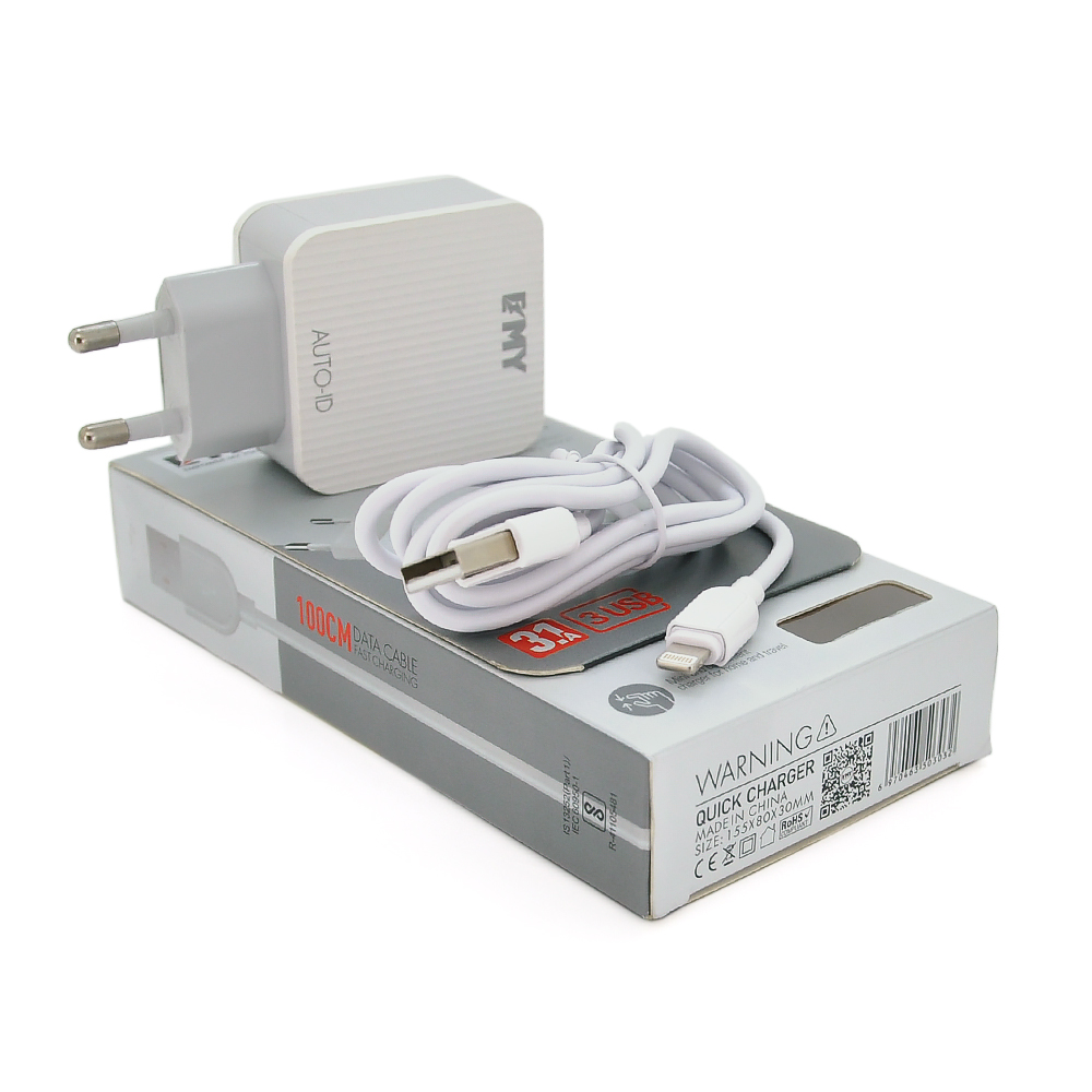 Набор зарядных устройств Emy MY-A303 2в1 Lightning 3хUSB 15W (26441815)