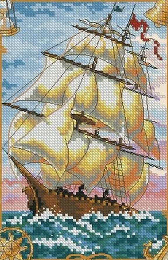 Алмазная мозаика Парусный фрегат 20x30 см (27202)