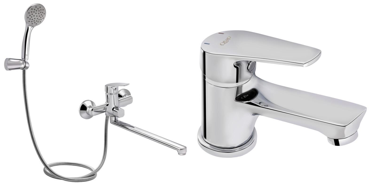 Набор смесителей для ванны с длинным изливом 2 в 1 Qtap MNOL Хром