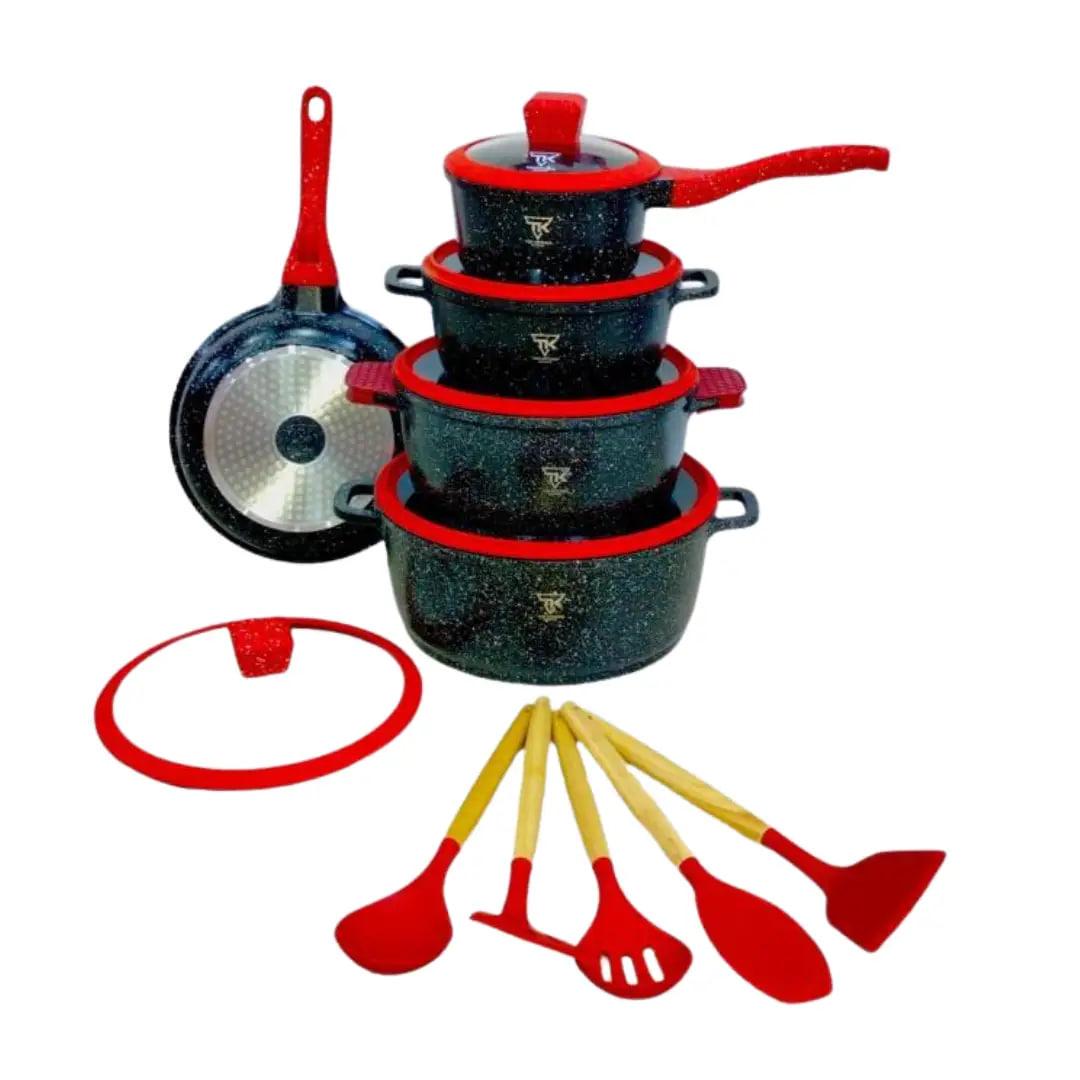 Набір посуду для індукції Top Kitchen TK-00050L з гранітним покриттям 10 предметів Чорний/Червоний (2480547450)
