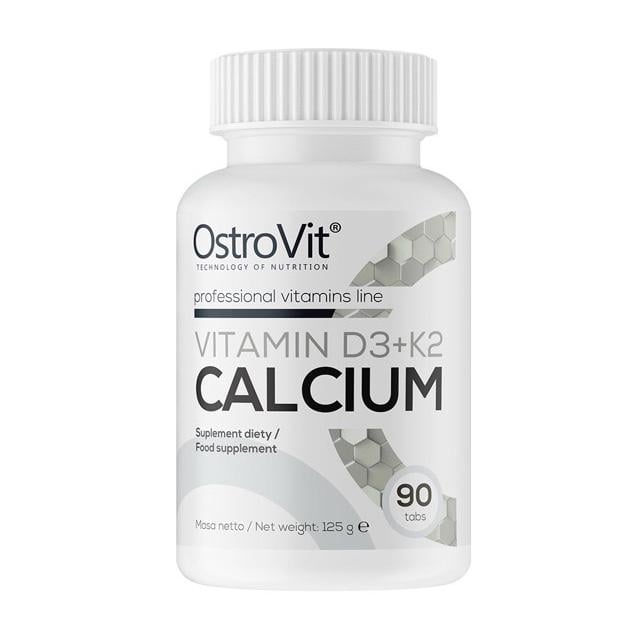 Кальцій карбонат з D3 і K2 OstroVit Vitamin D3 + K2 + Calcium 90 табл.