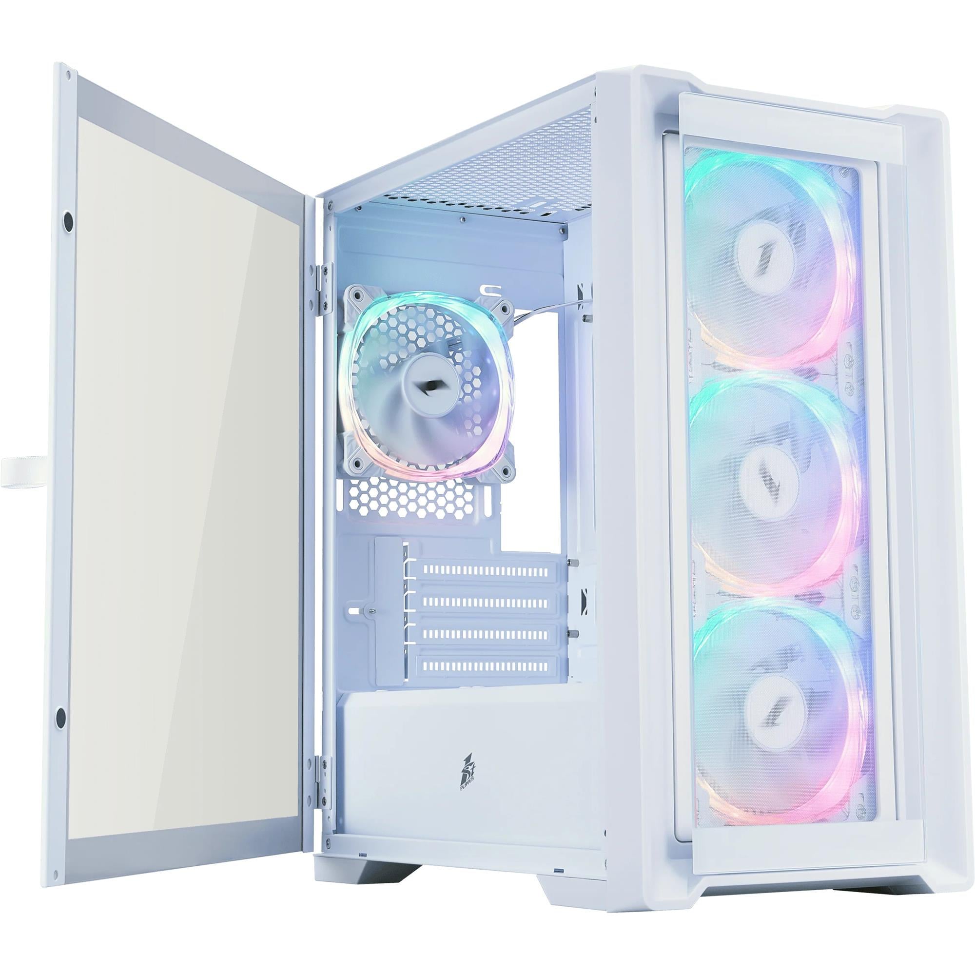 Корпус для ПК 1stPlayer T4-G-WH-4FS7-W Midi-Tower no PSU MicroATX/Mini-ITX ARGB White