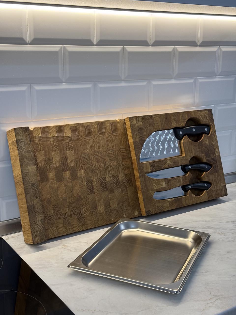 Набір кухонний Gorillas BBQ подвійна торцева дошка з гастроємністю і набором з 3-х ножів (DS64) - фото 5