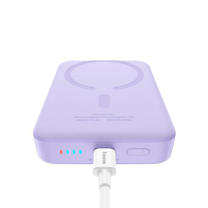 Повербанк BASEUS Magnetic Mini Air Wireless Fast Charge 10000mAh 20W с кабелем Purple (P10059001513-00) - фото 6