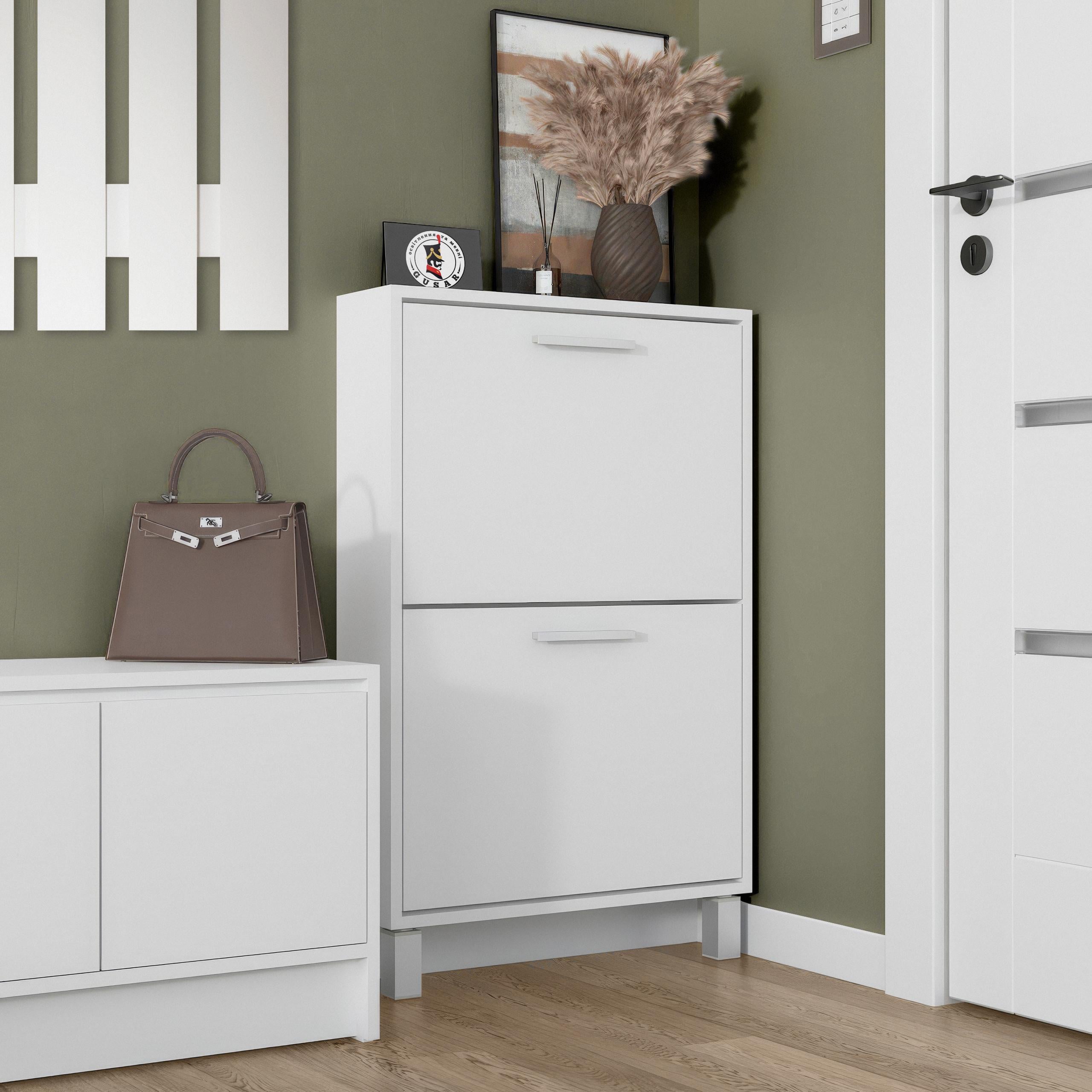 Тумба для обуви на 2 ящика F-158 590х160х945 мм Белый