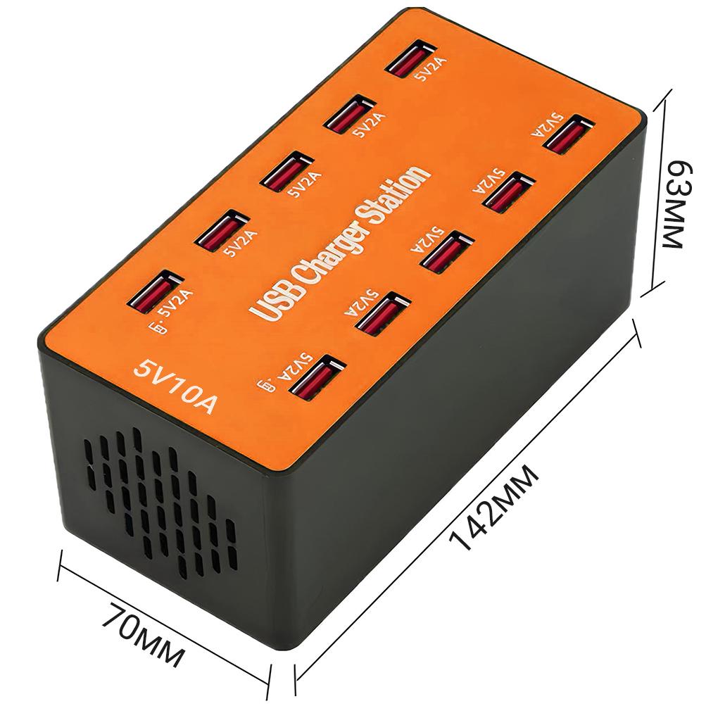 Пристрій мультизарядний мережевий Addap CS-A5B док-станція на 10 USB портів 50 W Orange - фото 3