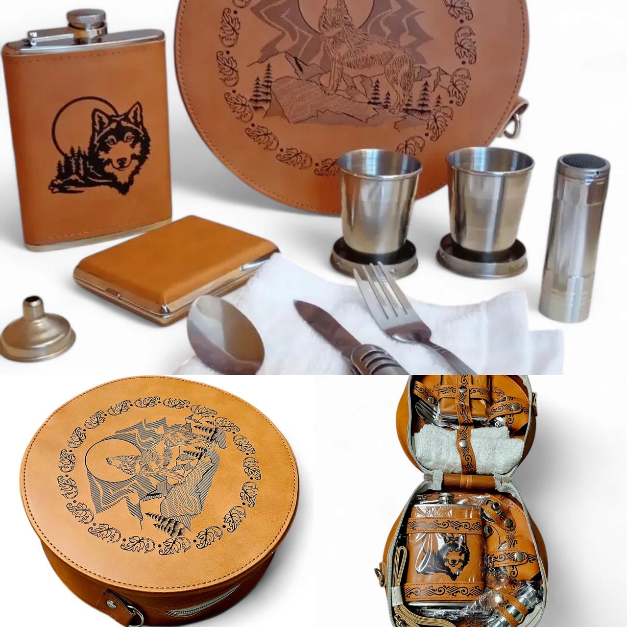 Туристический набор Steppe Wolf в кожаном кейсе (2438439894) - фото 2 Туристический набор Steppe Wolf в кожаном кейсе (2438439894) - фото 2